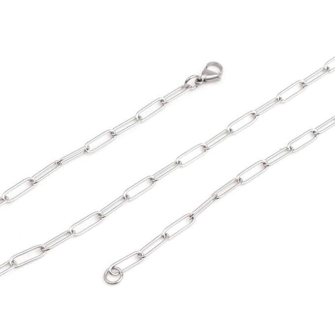N8024d Collier trombone acier inoxydable argenté homme - Bijoux Colliers en ligne Ninanina