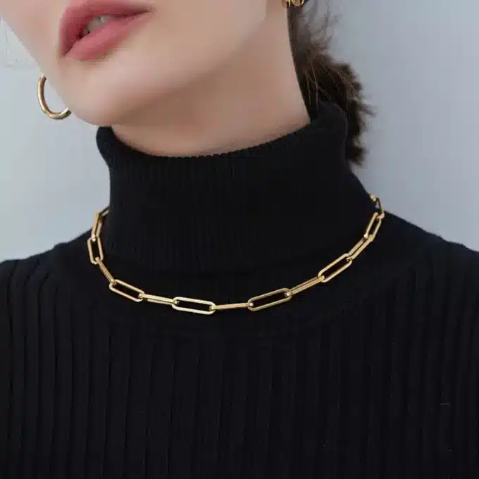 N8024e Collier trombone acier inoxydable argenté homme - Bijoux Colliers en ligne Ninanina