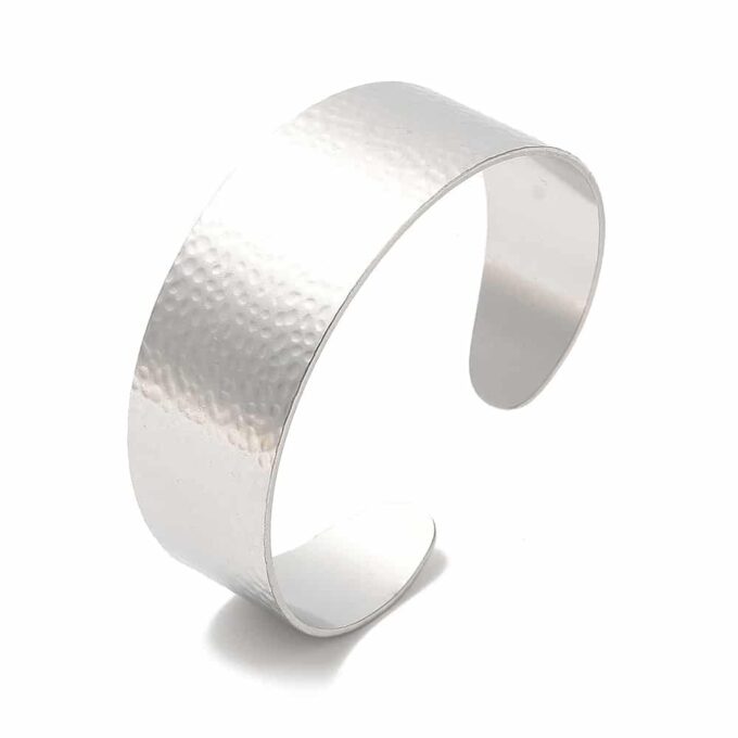 N8050a Bracelet Manchette Acier Inoxydable martelé femme - Bijoux Bracelets en ligne Ninanina