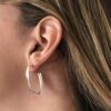 N7943e Creoles argent larges bords torsadés et ovales - Bijoux Boucles d'oreilles en ligne Ninanina