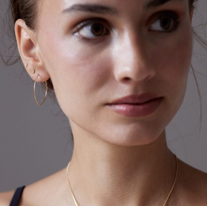 N7954h Créoles 30mm or plaqué sur argent 925 fines fil rond - Bijoux Boucles d'oreilles en ligne Ninanina