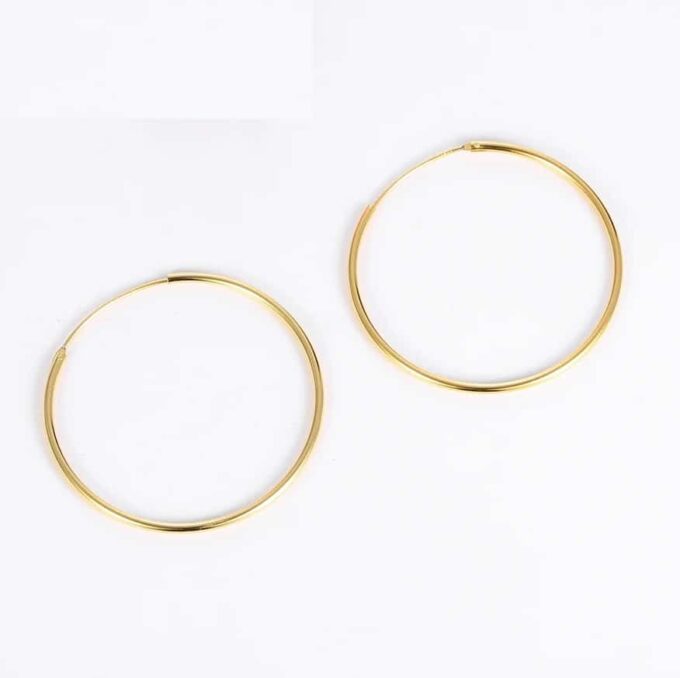 N7954J Créoles 30mm or plaqué sur argent 925 fines fil rond - Bijoux Boucles d'oreilles en ligne Ninanina