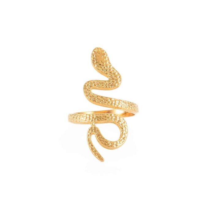 N7998 Bague serpent or Acier inoxydable doré reglable - Bijoux Bagues en ligne Ninanina