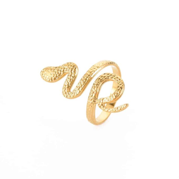 N7998b Bague serpent or Acier inoxydable doré reglable - Bijoux Bagues en ligne Ninanina