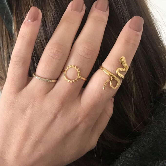 N7998d Bague serpent or Acier inoxydable doré reglable - Bijoux Bagues en ligne Ninanina