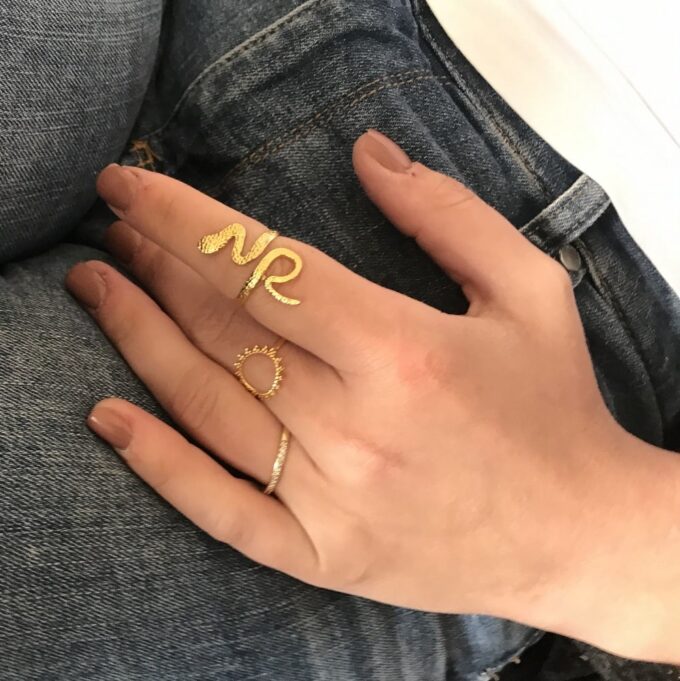 N7998f Bague serpent or Acier inoxydable doré reglable - Bijoux Bagues en ligne Ninanina