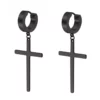 N8010 Boucle d'oreille croix noir Acier inoxydable homme - Bijoux Boucles d'oreilles en ligne Ninanina