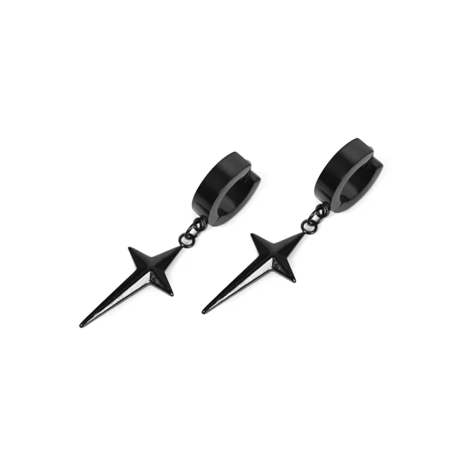 N8011 Boucle d'oreille homme croix noir Acier inoxydable - Bijoux Boucles d'oreilles en ligne Ninanina