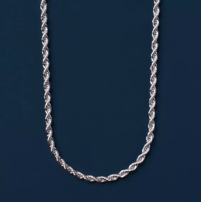 N8048b Chaine pour homme acier inoxydable maille corde 4mm - Bijoux Colliers chaines en ligne Ninanina