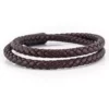 N8051c Bracelet tressé cuir homme double tours acier noir - Bijoux Bracelets en ligne Ninanina