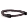 N8051d Bracelet tressé cuir homme double tours acier noir - Bijoux Bracelets en ligne Ninanina
