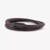 N8051e Bracelet tressé cuir homme double tours acier noir - Bijoux Bracelets en ligne Ninanina