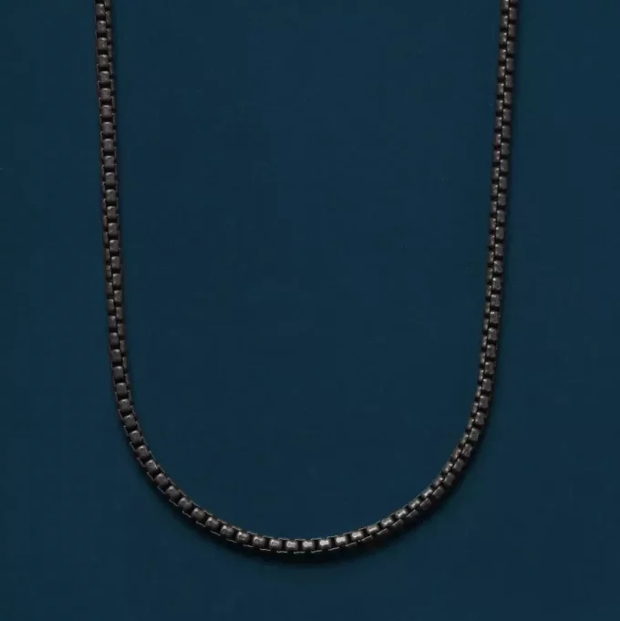 N8054a Collier chaîne homme maille vénitienne Acier noir 2mm - Bijoux Colliers en ligne Ninanina