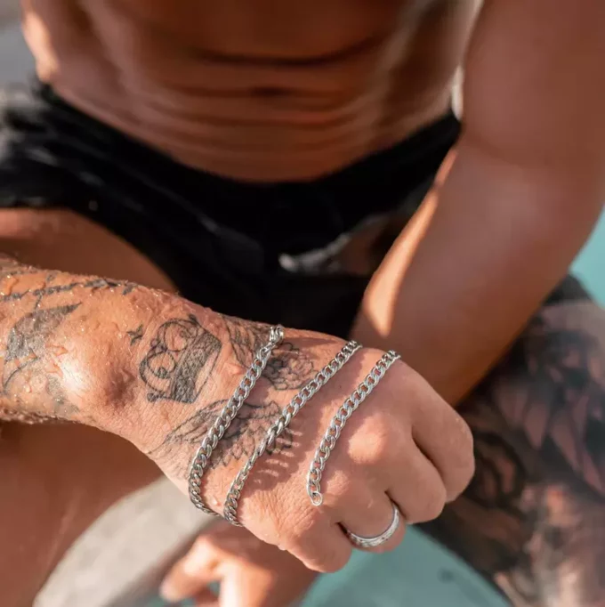 N8065c Chaîne homme pas cher Acier Inoxydable maille cubaine - Bijoux Colliers en ligne Ninanina