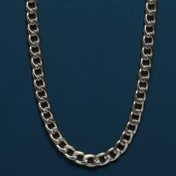 N8065d Chaîne homme pas cher Acier Inoxydable maille cubaine - Bijoux Colliers en ligne Ninanina