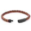 N8069n Bracelet homme cuir rouge tressé fermoir acier noir - Bijoux Bracelets en ligne Ninanina