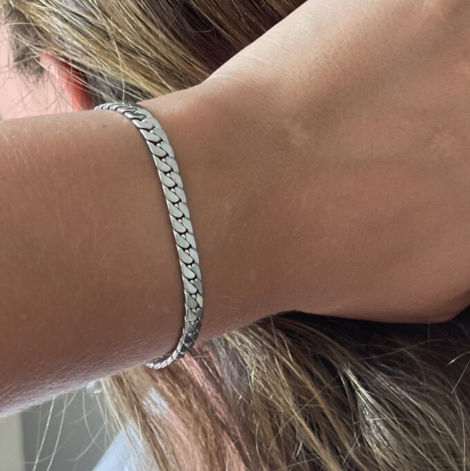 N7971d Bracelet gourmette femme acier inoxydable argenté - Bijoux Bracelet femmes en ligne Ninanina