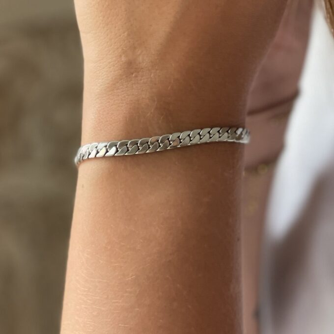 N7971f Bracelet gourmette femme acier inoxydable argenté - Bijoux Bracelet femmes en ligne Ninanina