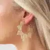 N7997 Boucles d'Oreilles ajourées Créoles dorées bohème chic - Bijoux Boucles d'oreilles en ligne Ninanina