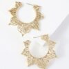N7997a Boucles d'Oreilles ajourées Créoles dorées bohème chic - Bijoux Boucles d'oreilles en ligne Ninanina