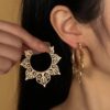 N7997f Boucles d'Oreilles ajourées Créoles dorées bohème chic - Bijoux Boucles d'oreilles en ligne Ninanina