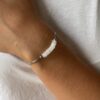 N8081 Bracelet en jade blanc acier inoxydable argent réglable - Bijoux Bracelets en ligne Ninanina
