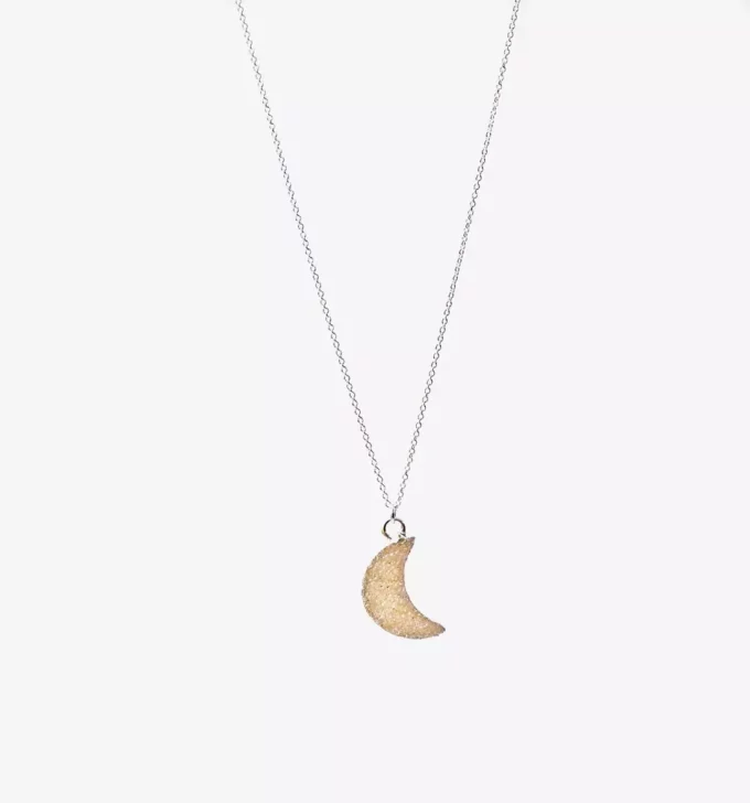 N8093b Collier Lune Agate Druzy Or Laminé ou Acier Doré - Bijoux Colliers en ligne Ninanina