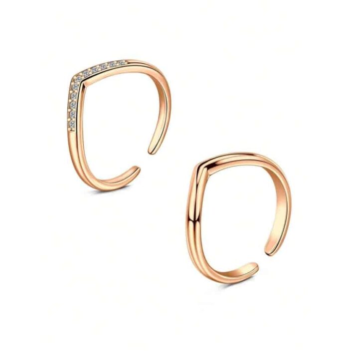 N8097B Duo Bagues D'Orteils réglables Acier Inoxydable Rosé - Bijoux Bagues en ligne Ninanina