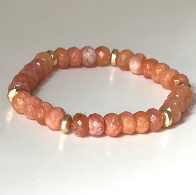 N8083i Bracelet Pierre Orange Calcédoine Et Hématite Doré - Bijoux Bracelets en ligne Ninanina