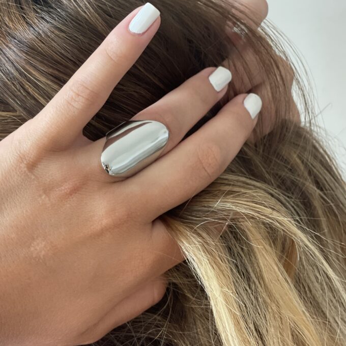 N8116a Bague Large Acier Inoxydable Argenté Femme Réglable - Bijoux Bagues en ligne Ninanina