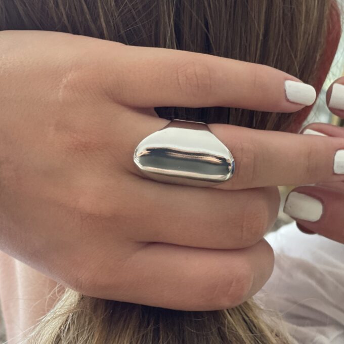 N8116b Bague Large Acier Inoxydable Argenté Femme Réglable - Bijoux Bagues en ligne Ninanina