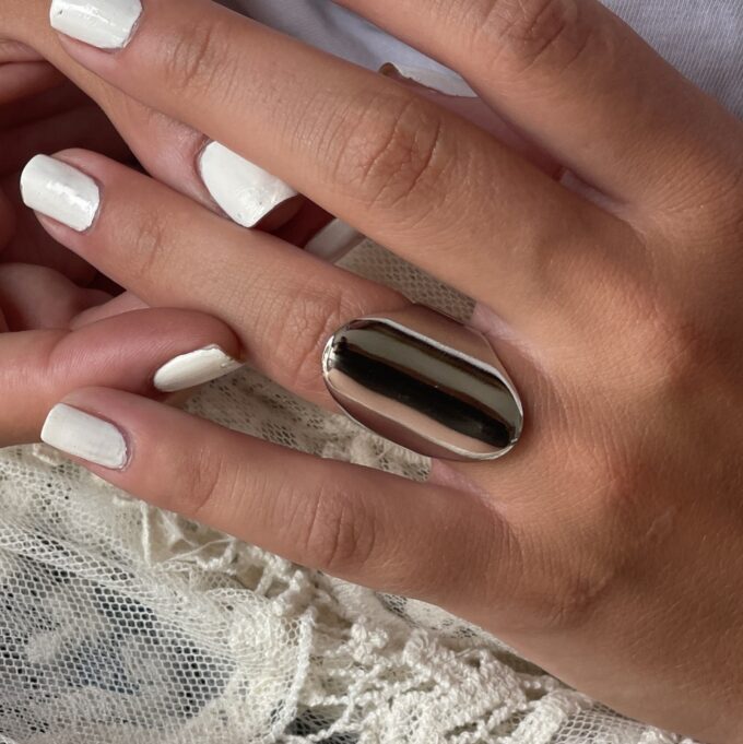 N8116e Bague Large Acier Inoxydable Argenté Femme Réglable - Bijoux Bagues en ligne Ninanina