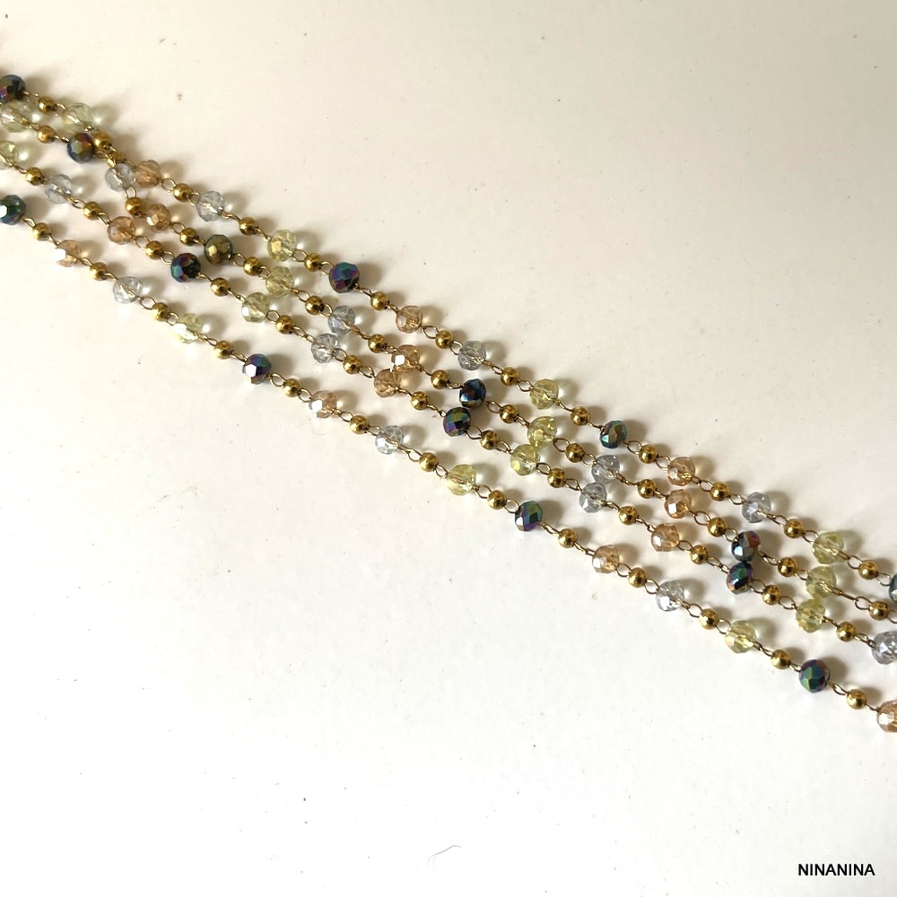 Chaine De tailles Or Perles Colorées Acier Doré Fait Main En France – Image 8