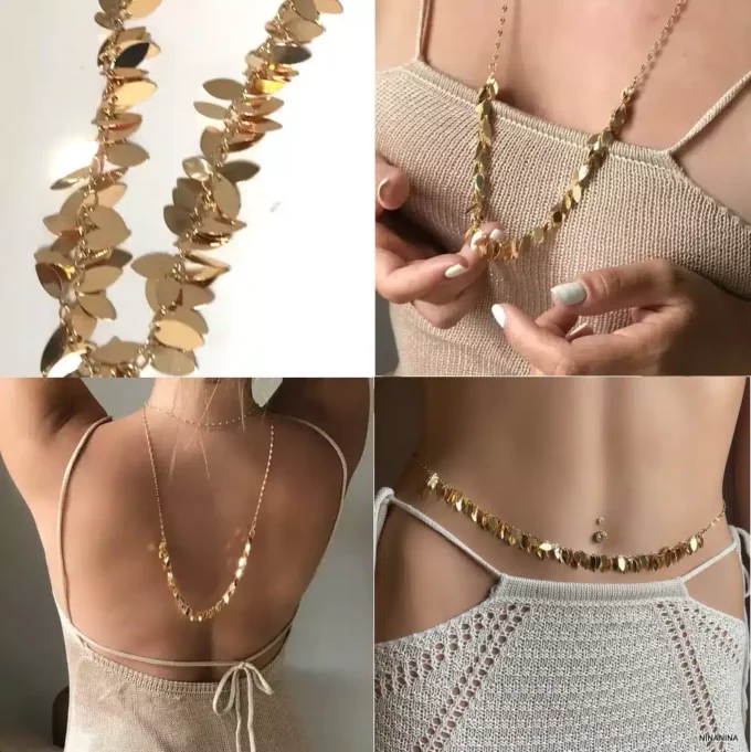 N8122g Chaîne De Taille Or Femme Acier Inox Et Laiton Doré - Bijoux de corps Femmes en ligne Ninanina
