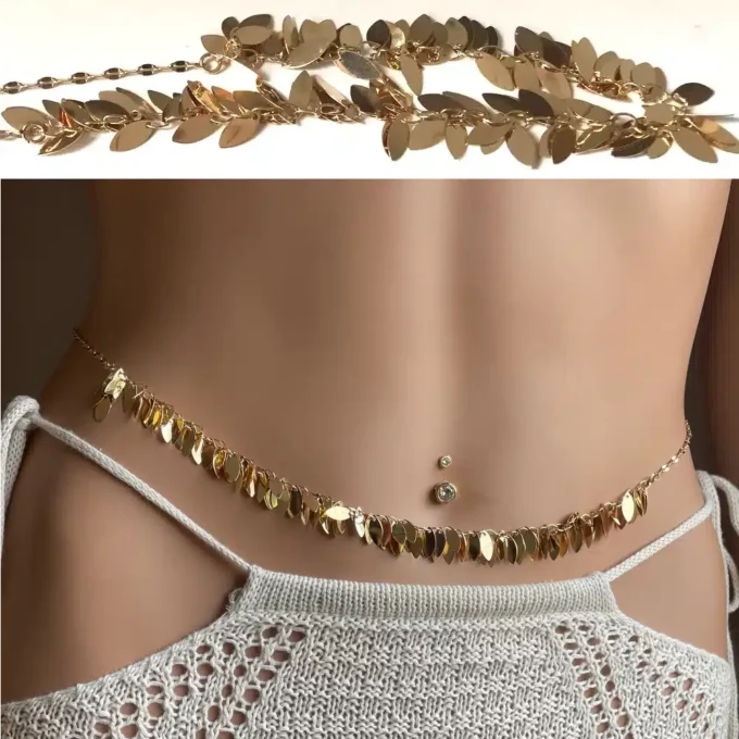 N8122h Chaîne De Taille Or Femme Acier Inox Et Laiton Doré - Bijoux de corps Femmes en ligne Ninanina