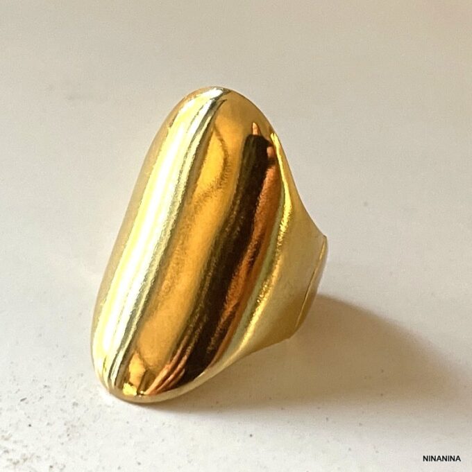 N8125h Grosse Bague Dorée Acier Inoxydable Or Large Femme - Bijoux Bagues en ligne Ninanina