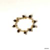 N8137 Bague Perlée Femme chainette laiton doré perles noires - Bijoux Bagues en ligne Ninanina