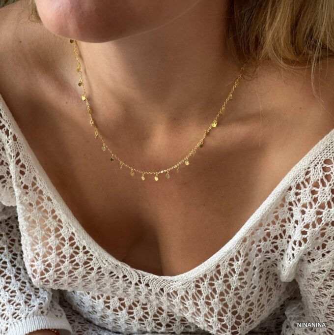 N8139c Collier Coeurs Paqué Or 14 carats GoldFilled ras de cou - Bijoux Colliers coeur en ligne Ninanina