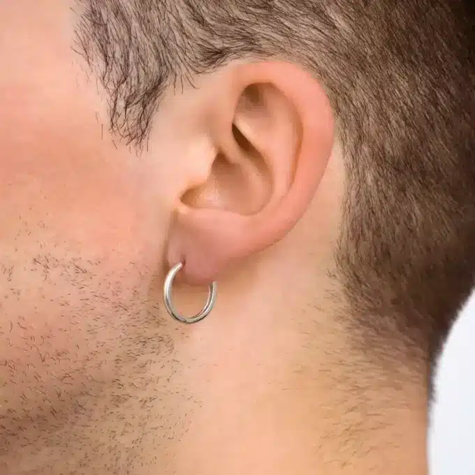 8154F Creole Plaqué Or Epaisse sur Argent Homme 18mm - Bijoux Boules d'oreilles hommes en ligne Ninanina