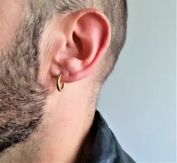 8154I Creole Plaqué Or Epaisse sur Argent Homme 18mm - Bijoux Boules d'oreilles hommes en ligne Ninanina