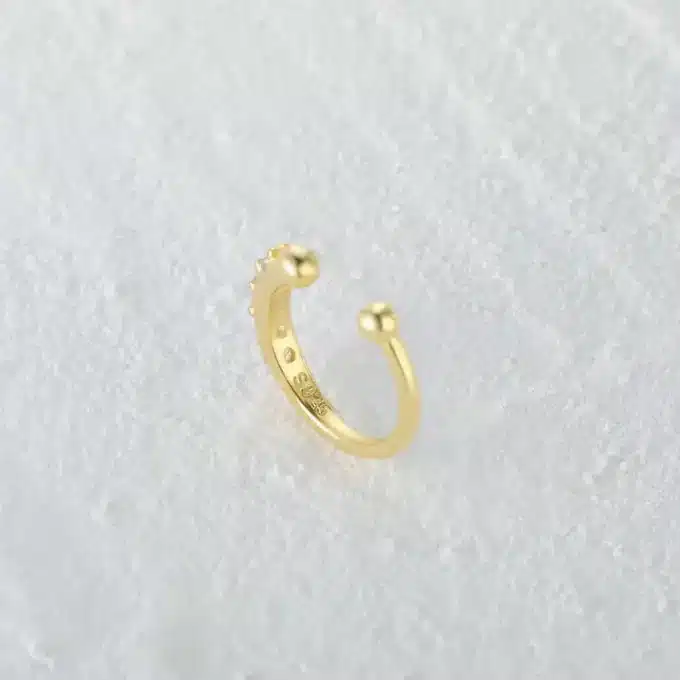 N8037b Faux Piercing Nez Anneau Argent Plaqué Or Zirconium - Bijoux de nez en ligne Ninanina