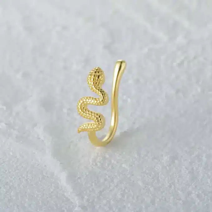 N8038b Faux Piercing Pour Le Nez Femme Serpent Plaqué Or - Bijoux de nez femmes en ligne Ninanina