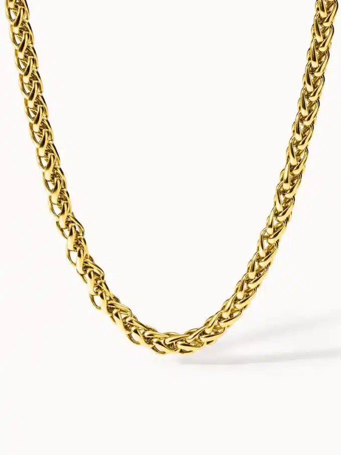 N8074c Collier Grosse Maille Femme Acier inoxydable doré 6mm - Bijoux Colliers Femmes en ligne Ninanina