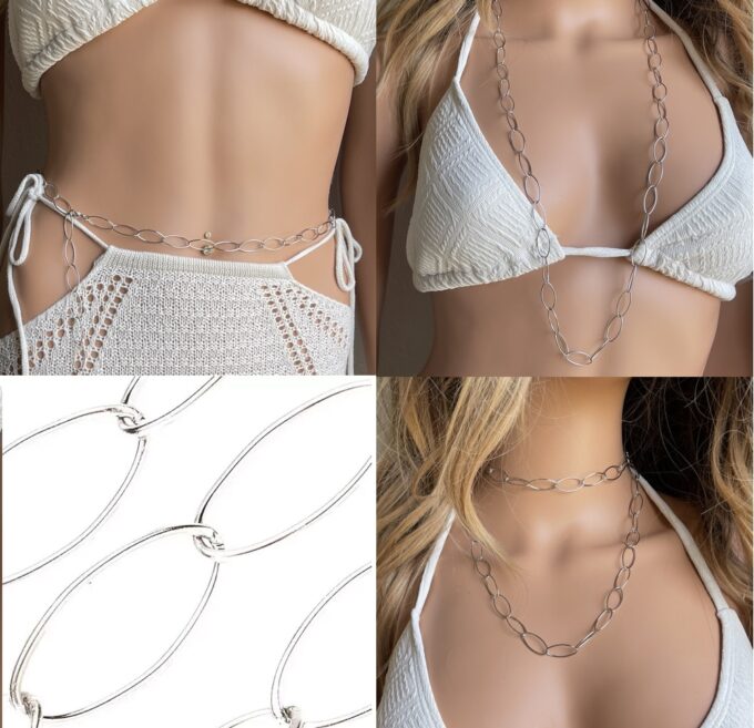 N8136c Chaine De Taille Acier Inoxydable Gros Maillons Ovales - Bijoux de corps en ligne Ninanina