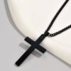 N8150a Collier Croix Noire Pendentif Acier Inoxydable Homme - Bijoux Colliers en ligne Ninanina