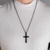 N8150e Collier Croix Noire Pendentif Acier Inoxydable Homme - Bijoux Colliers en ligne Ninanina