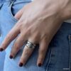 N8163j Bague Ajustable Acier Inoxydable Anneau Double Rang - Bijoux Bagues Femmes en ligne Ninanina