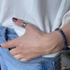 N8163k Bague Ajustable Acier Inoxydable Anneau Double Rang - Bijoux Bagues Femmes en ligne Ninanina