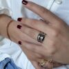 N8163l Bague Ajustable Acier Inoxydable Anneau Double Rang - Bijoux Bagues Femmes en ligne Ninanina