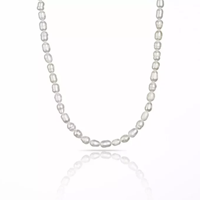 N8177a Collier Perle Pour Homme Blanche Eau Douce Naturelle - Bijoux Colliers en ligne Ninanina